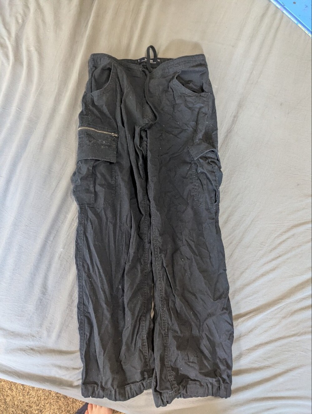 Hollister Black Drawstring Y2k Style Cargo Pants